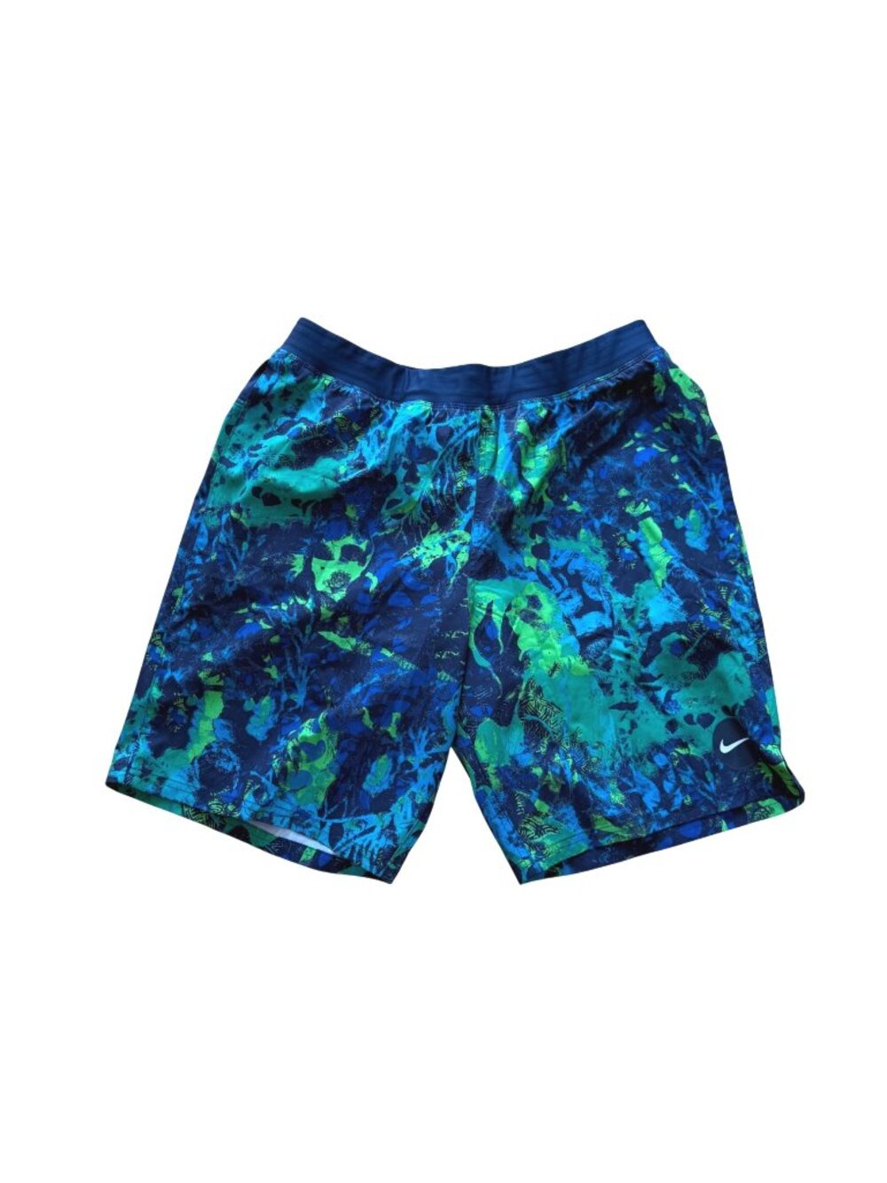 Nike Men's Swim Volley Shorts L Blue Green Abstract Print Seascape Lap 9-inch
